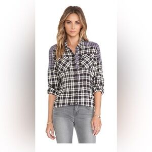 Free People Catch Up With Me Plaid Black Combo in Size XS